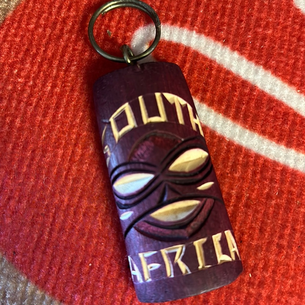 South Africa Mask Keychain Souvenir Hand carved Key ring